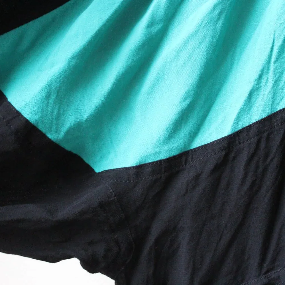 NWT Free People Oversized Color Block Teal Black 1/4 Zip Pullover Jacket - Picture 4 of 6